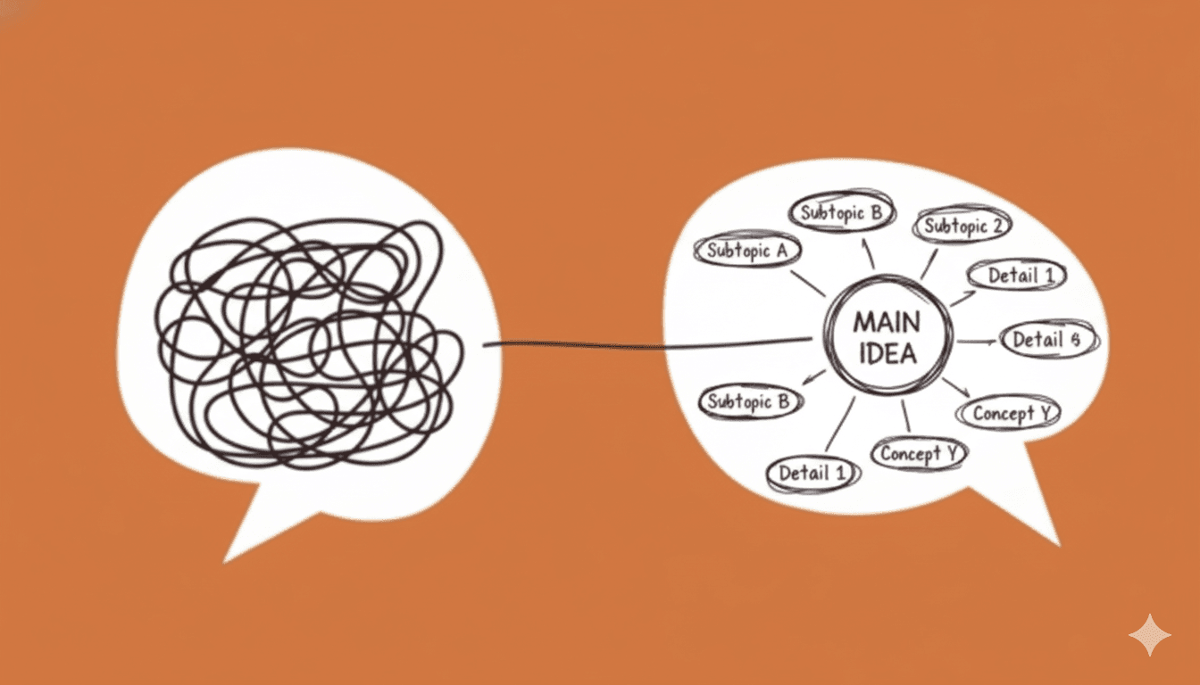Transform chaotic thoughts into organized mind maps