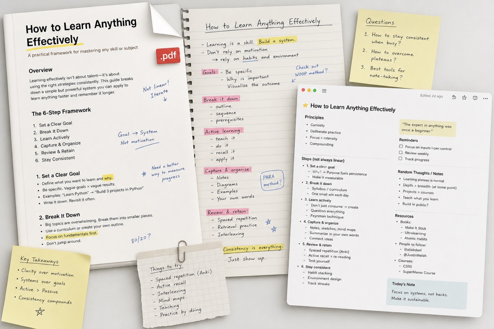 Messy learning notes before organizing into a mind map